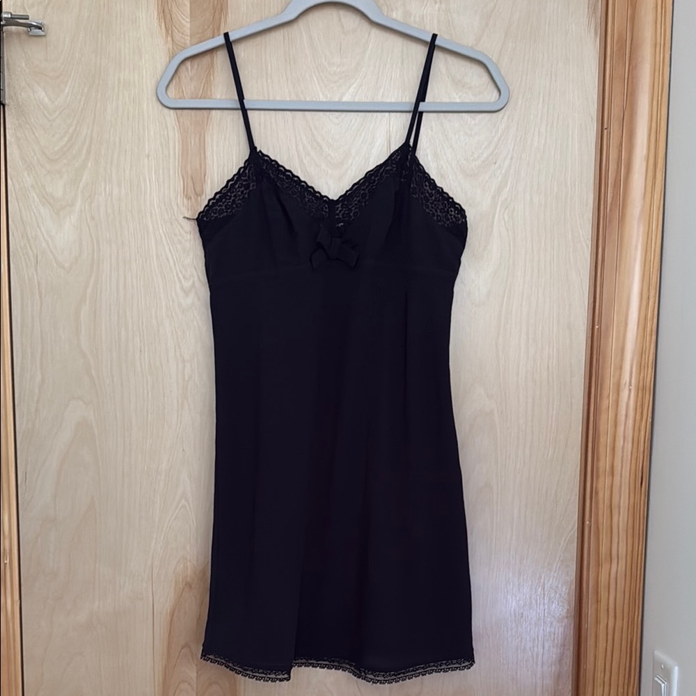 Etam Black Lace Trim Slip Dress